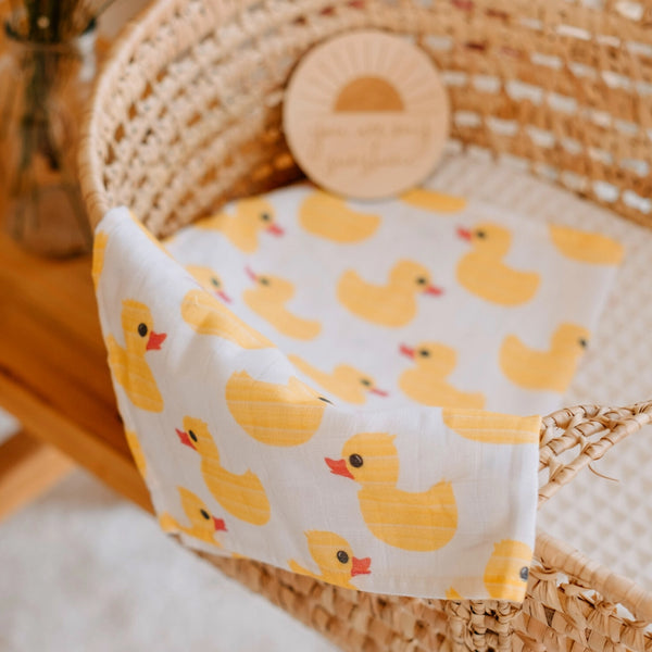 Yellow Duck | Muslin Square Baby Burp Cloth | Set of 3