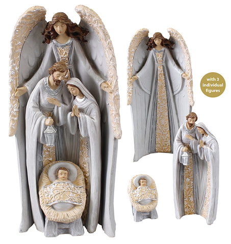 Holy Family & Angel | Resin Nativity