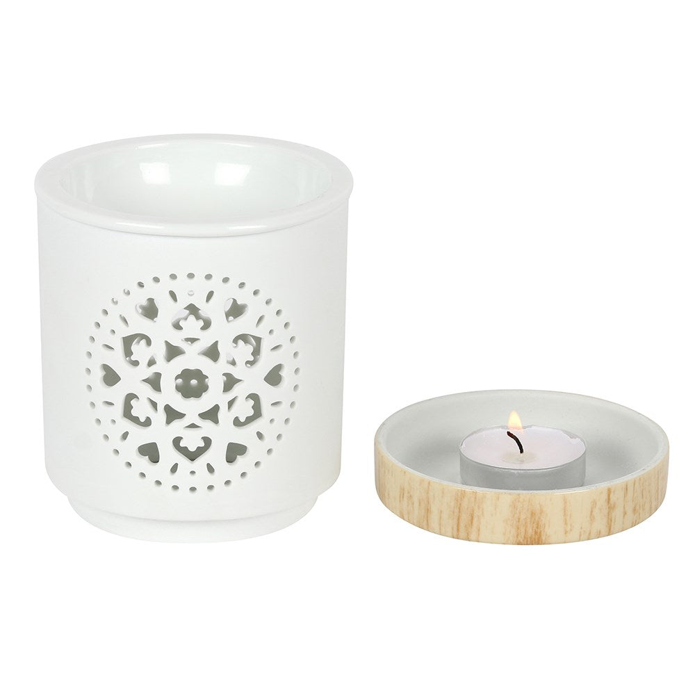 White Mandala Cut Out Oil Burner & Wax Warmer