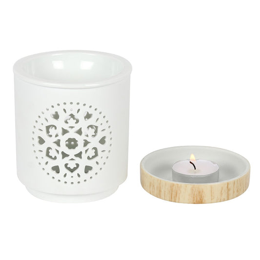 White Mandala Cut Out Oil Burner & Wax Warmer