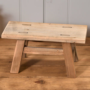 Recycled Wood Ornamental Rectangular Stool