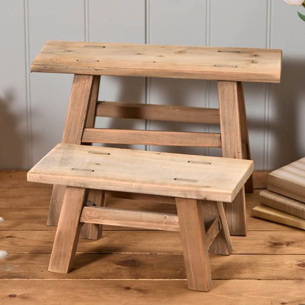 Recycled Wood Ornamental Rectangular Stool
