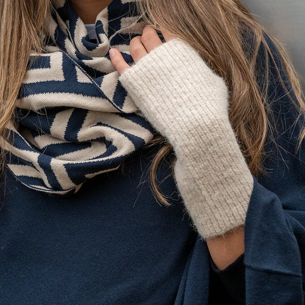Oatmeal Recycled Yarn Rib Knitted Wrist Warmers