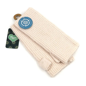 Oatmeal Recycled Yarn Rib Knitted Wrist Warmers