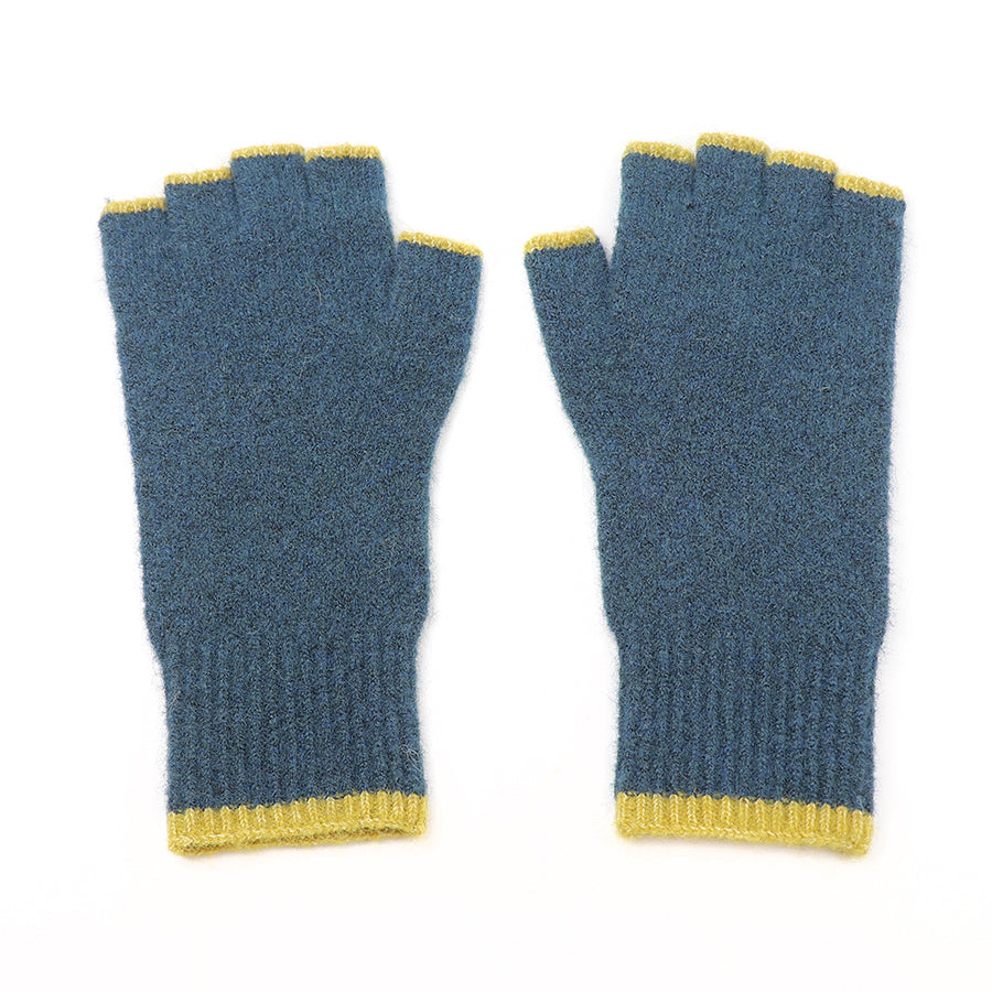 Men's Teal Rib Knit Fingerless Gloves