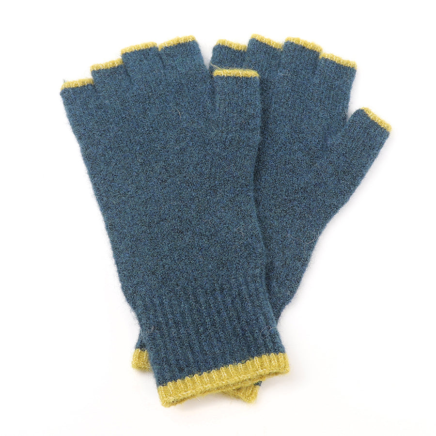 Men's Teal Rib Knit Fingerless Gloves