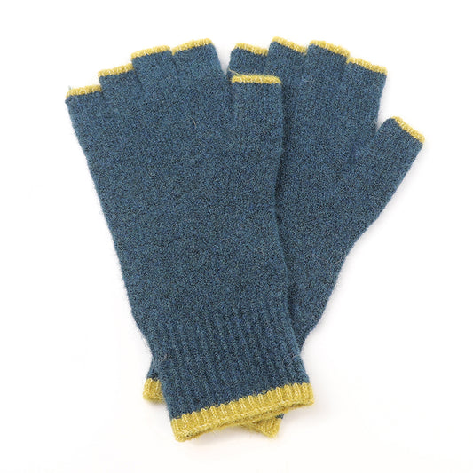 Men's Teal Rib Knit Fingerless Gloves
