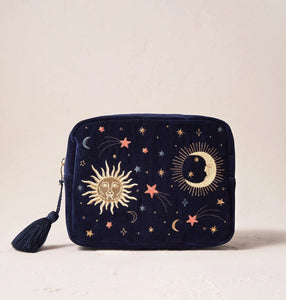 Elizabeth Scarlett | Celestial Wash Bag | Navy Velvet