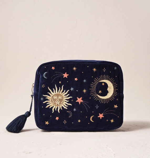 Elizabeth Scarlett | Celestial Wash Bag | Navy Velvet