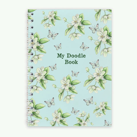 Crumble & Core | Wire Bound A5 Notebook | Turquoise Blossom Doodle Book