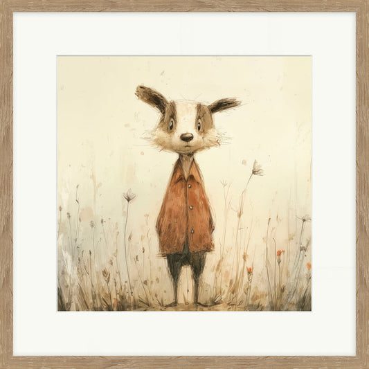 Stick Leg Badger | Lucy Hart | 42cm x 42cm