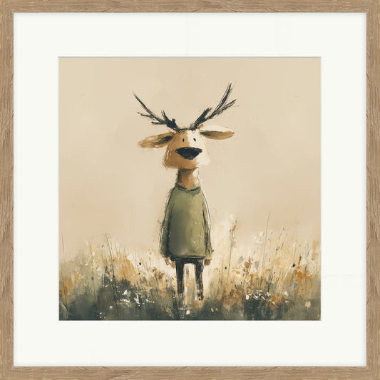 Stick Leg Stag | Lucy Hart | 42cm x 42cm
