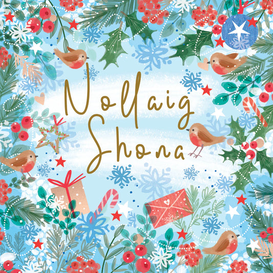 Boxed Christmas Cards | Nollaig Shona Floral | 10 Pack