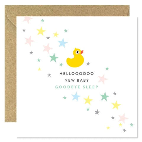 Bold Bunny 'Hello New Baby Goodbye Sleep' Card