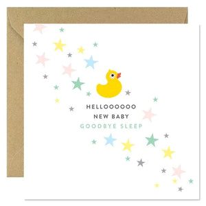 Bold Bunny 'Hello New Baby Goodbye Sleep' Card