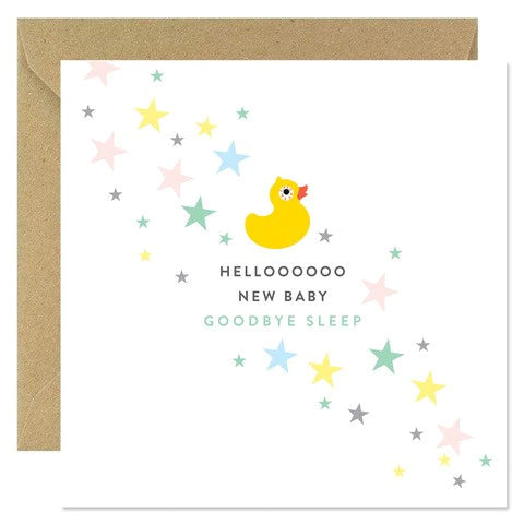 Bold Bunny | 'Hello New Baby Goodbye Sleep' Card