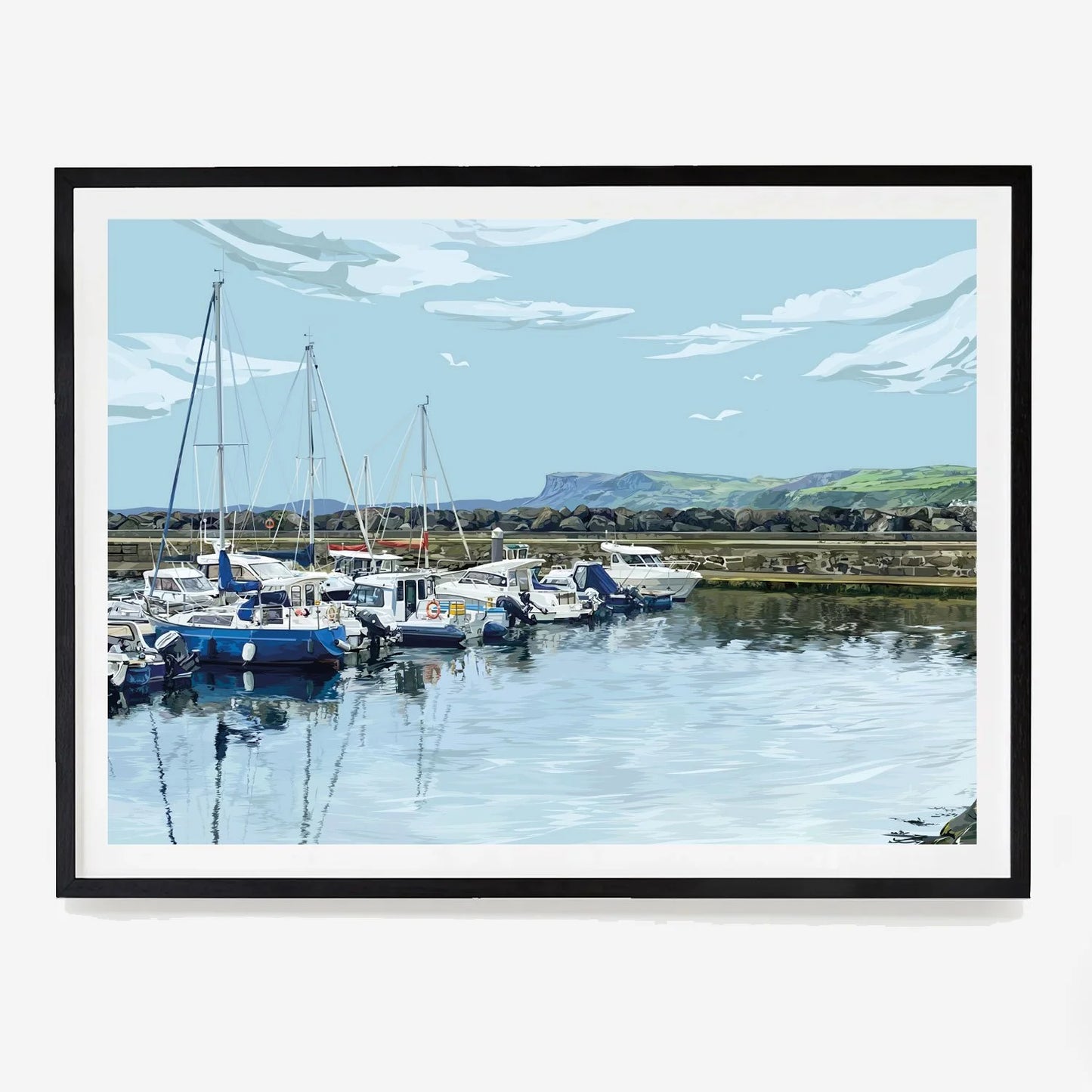Amber Jordan Design | Ballycastle Harbour Illustration Print | A4