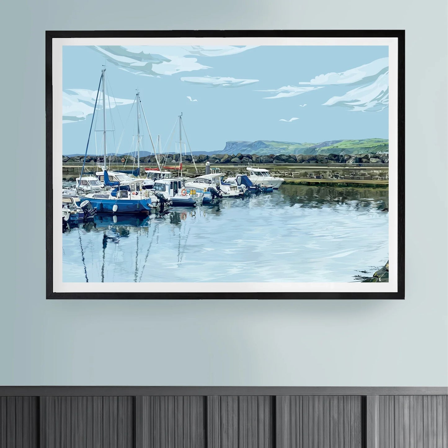 Amber Jordan Design | Ballycastle Harbour Illustration Print | A4