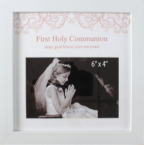 Communion Photo Frame | White Finish | Symbolic