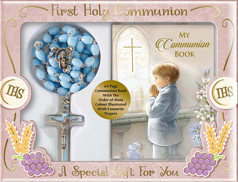 Communion Gift Set | Rosary & Prayer Book | Boy