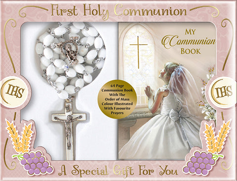 Communion Gift Set | Rosary & Prayer Book | Girl