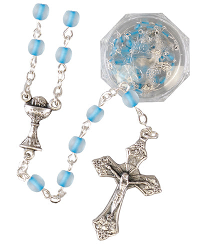 Communion Glass Rosary | Blue