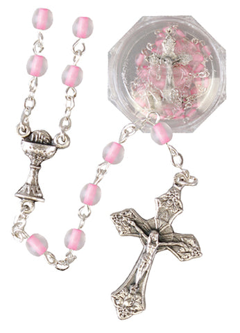 Communion Glass Rosary | Pink