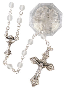 Communion Glass Rosary | White