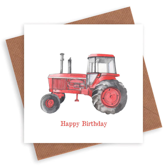 Happy Birthday Tractor Card | Luxury Watercolour Greeting Card