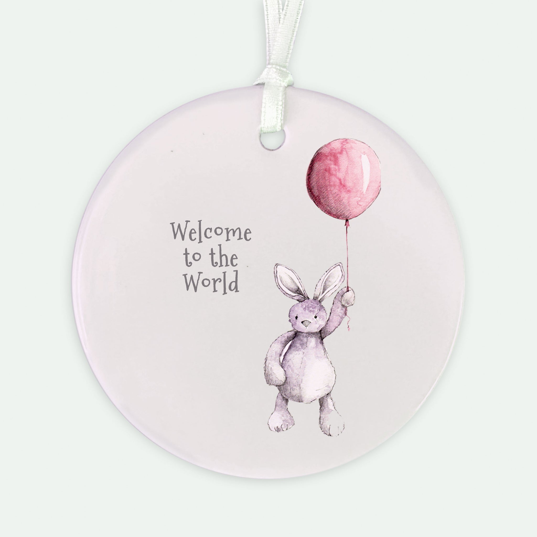 Crumble & Core | Ceramic Keepsake | Baby Girl Bunny & Balloon