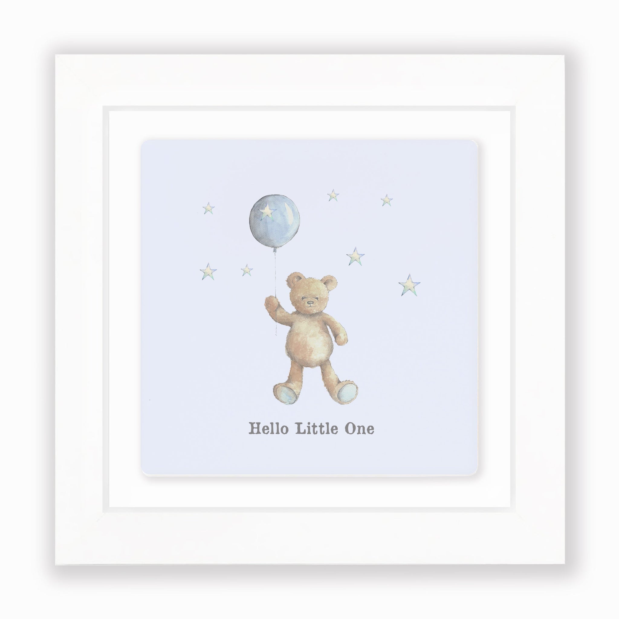 Crumble & Core | Ceramic Framed Tile | Blue Teddy & Balloon Design