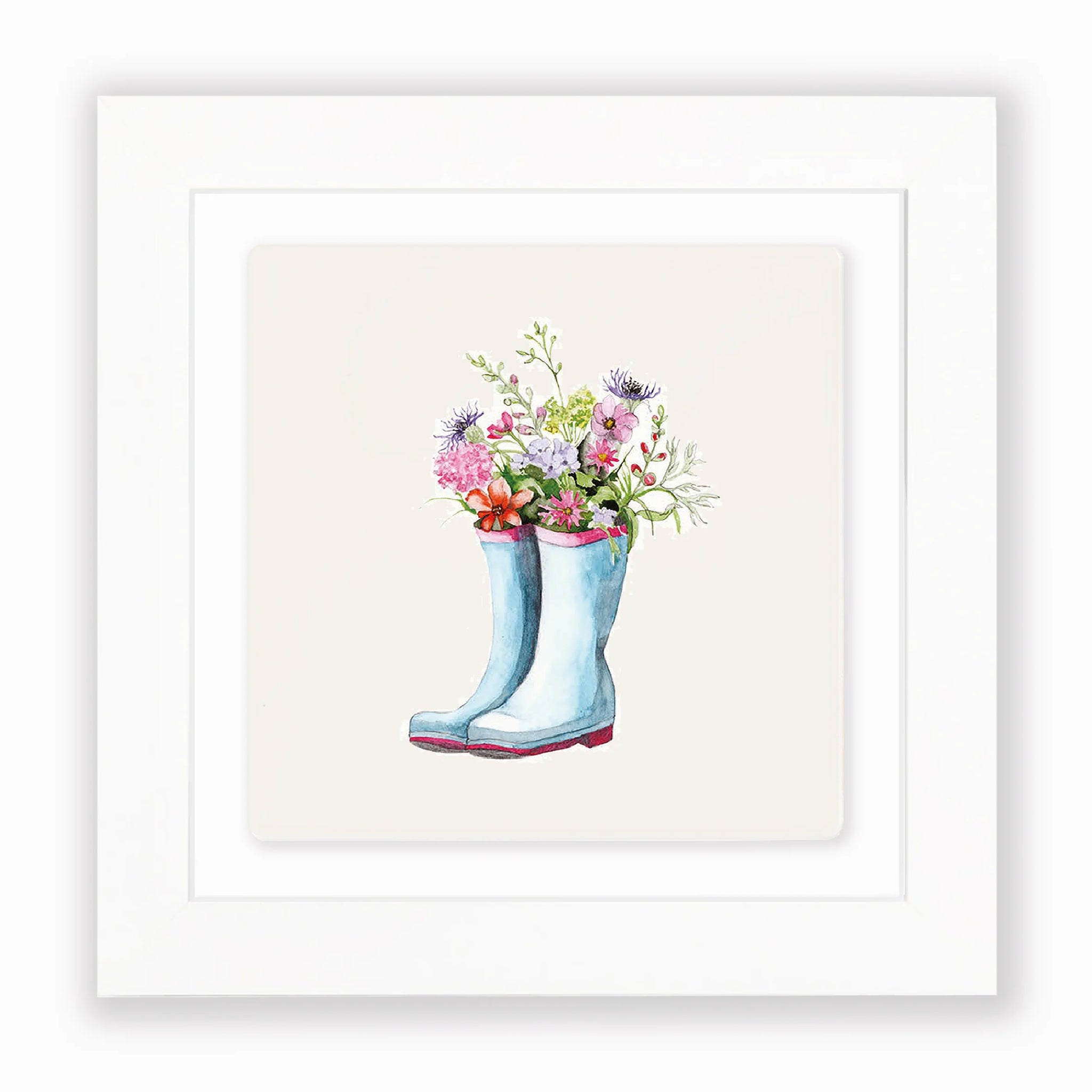 Crumble & Core | Ceramic Framed Tile | Flowers & Wellies De