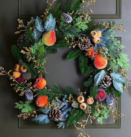 Wreath | Beaded Fruit, Fir & Gold Berry | 55cm