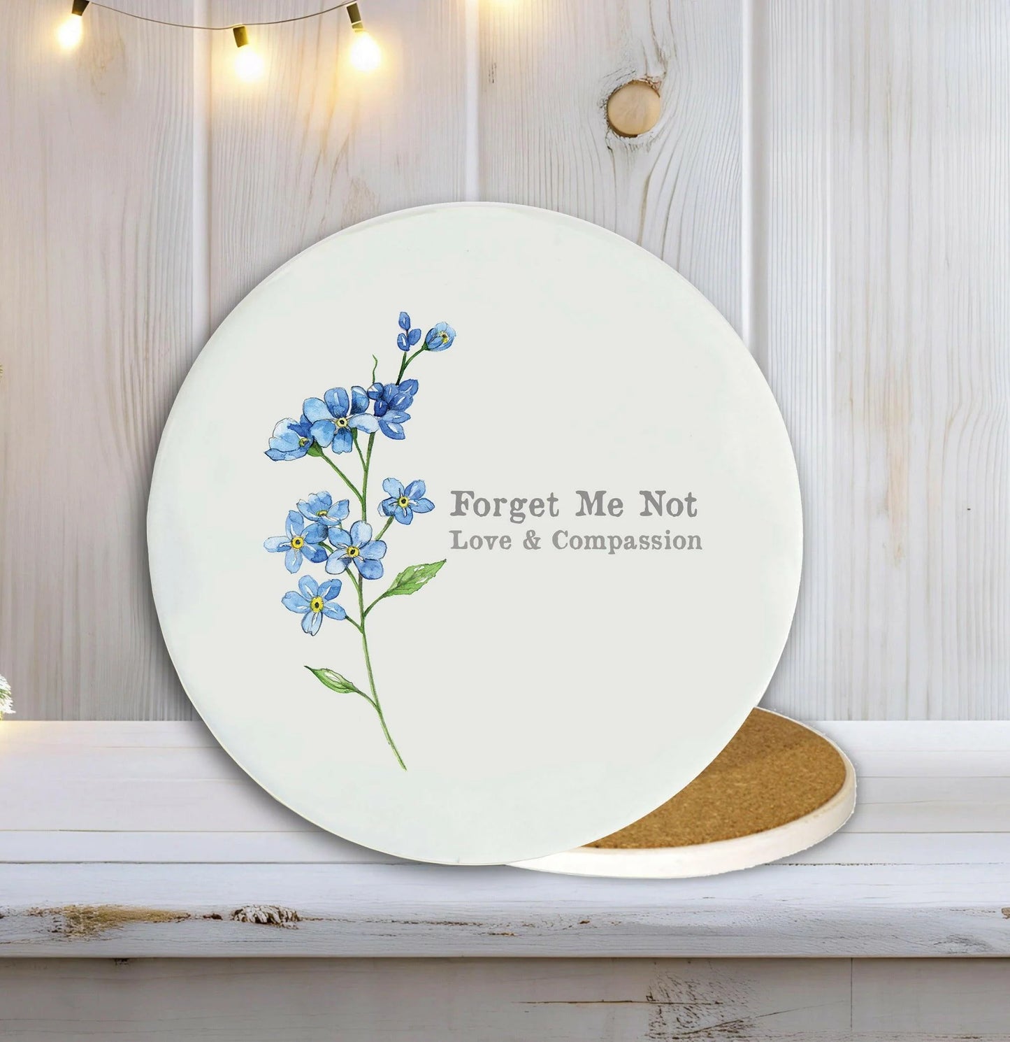 Ceramic Coaster | Forget Me Not | Love & Comapssion