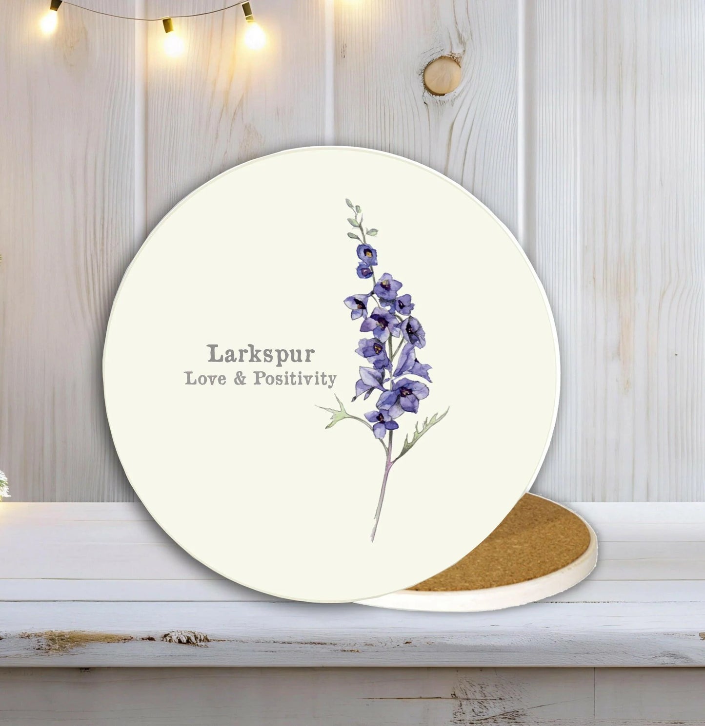 Ceramic Coaster | Larkspur | Love & Positivity