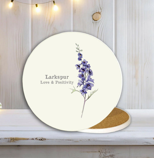 Ceramic Coaster | Larkspur | Love & Positivity