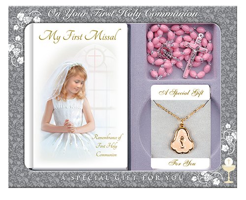 Communion Gift Set | Girl Pink Rosary