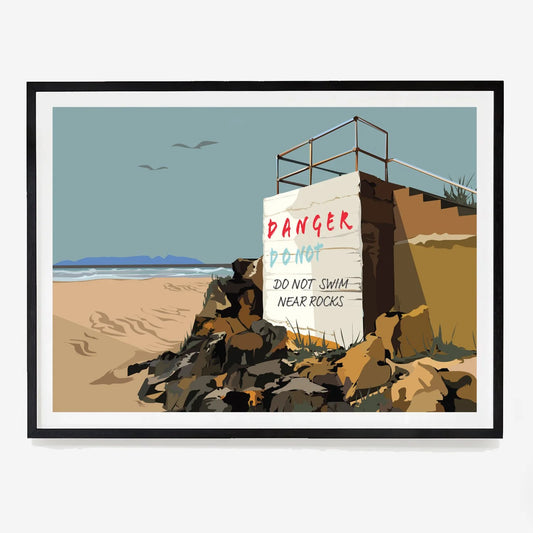Amber Jordan Design | Do Not Swim Print Portstewart Strand | A4