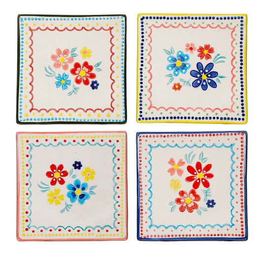 Folk Floral Coasters|Set of 4