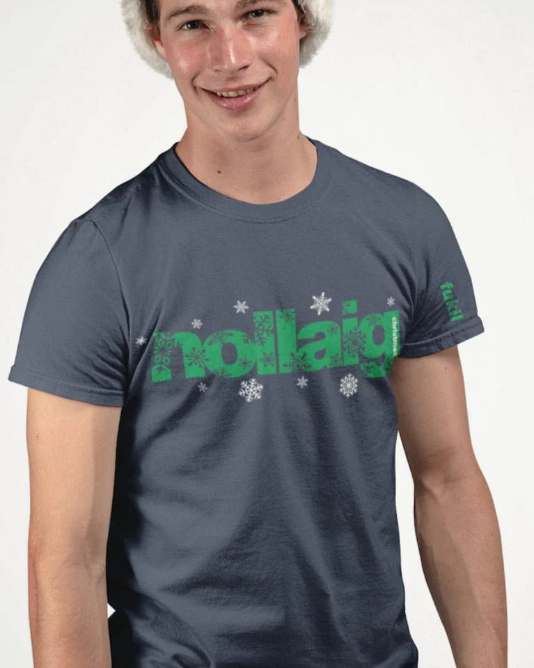 fukil | nollaig t-shirt | ink navy & green | XL