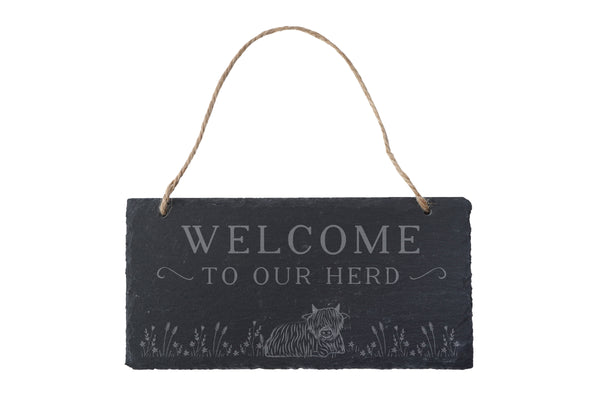 Bramble Farm | 'Welcome To Our Herd' | Slate Hanging Sign