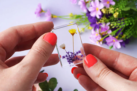 Yellow & Blue Flowers In Resin Ornament