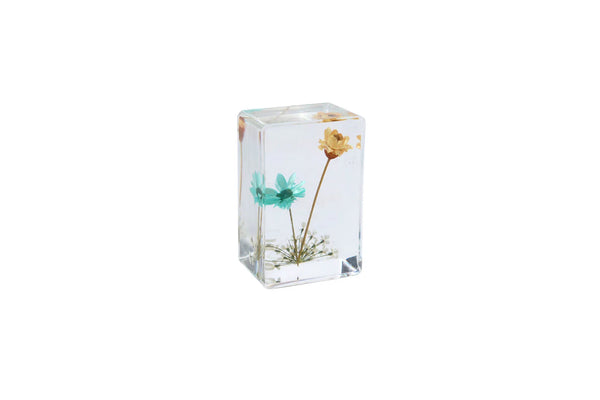 Yellow & Blue Flowers In Resin Ornament