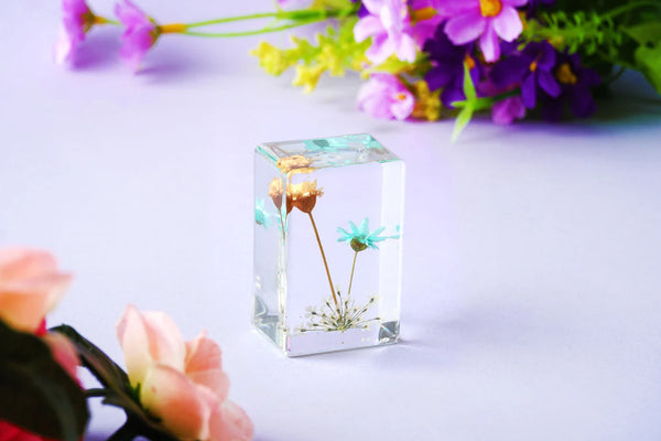 Yellow & Blue Flowers In Resin Ornament