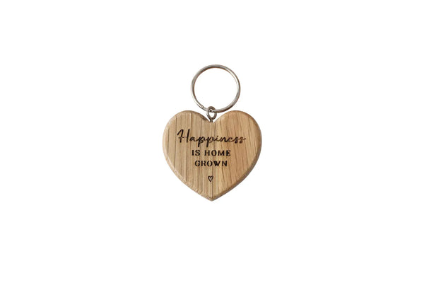 Bramble Farm | 'Happiness Is...' Oak Heart Keyring