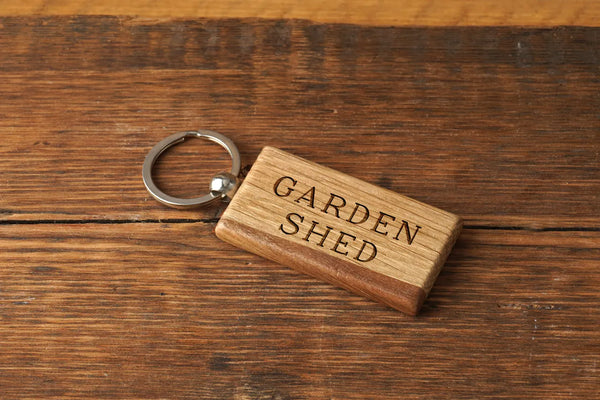 Bramble Farm | 'Garden Shed' Rectangular Oak Keyring