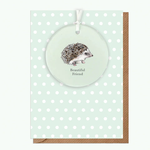 Crumble & Core | A6 Greeting Card with Ceramic Keepsake | Hedgehog Beautiful Friend