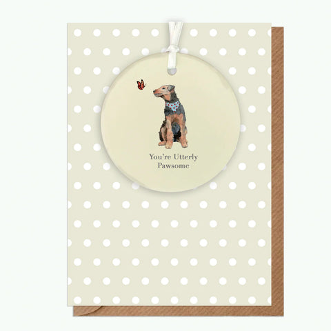 Crumble & Core | A6 Greeting Card with Ceramic Keepsake | Dog You're Pawsome
