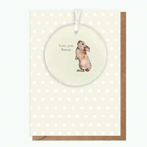 Crumble & Core | A6 Greeting Card with Ceramic Keepsake | Bunny Love You