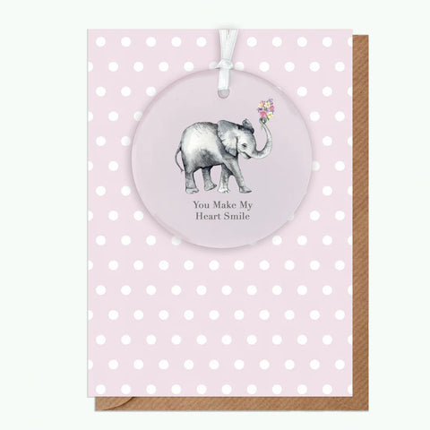 Crumble & Core | A6 Greeting Card with Ceramic Keepsake | Elephant Smile